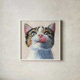 When The Treats Come Out Cream by Kate Jarvik Birch. Shown in a crisp white glass frame for a clean and minimalist style. Available as an archival giclee rolled canvas, fine art paper, or poster print. SKU 100719a.