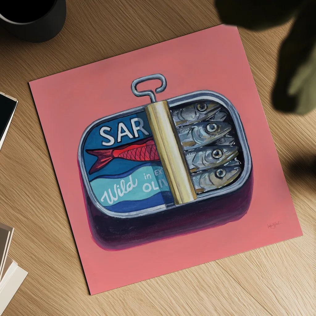 Wild Sardines by Kate Jarvik Birch. Shown as a detailed flat fine art print, highlighting archival giclee quality. Available as an archival giclee rolled canvas, fine art paper, or poster print. SKU 98542a.