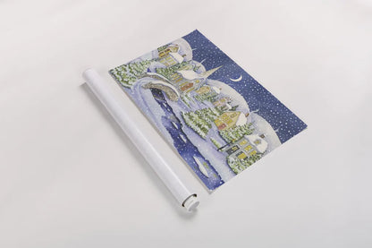 All is Calm All is Bright by Kathleen Parr McKenna. shown as a rolled paper print. Available as archival giclee rolled canvas, fine art paper, or poster print. SKU 70569i.