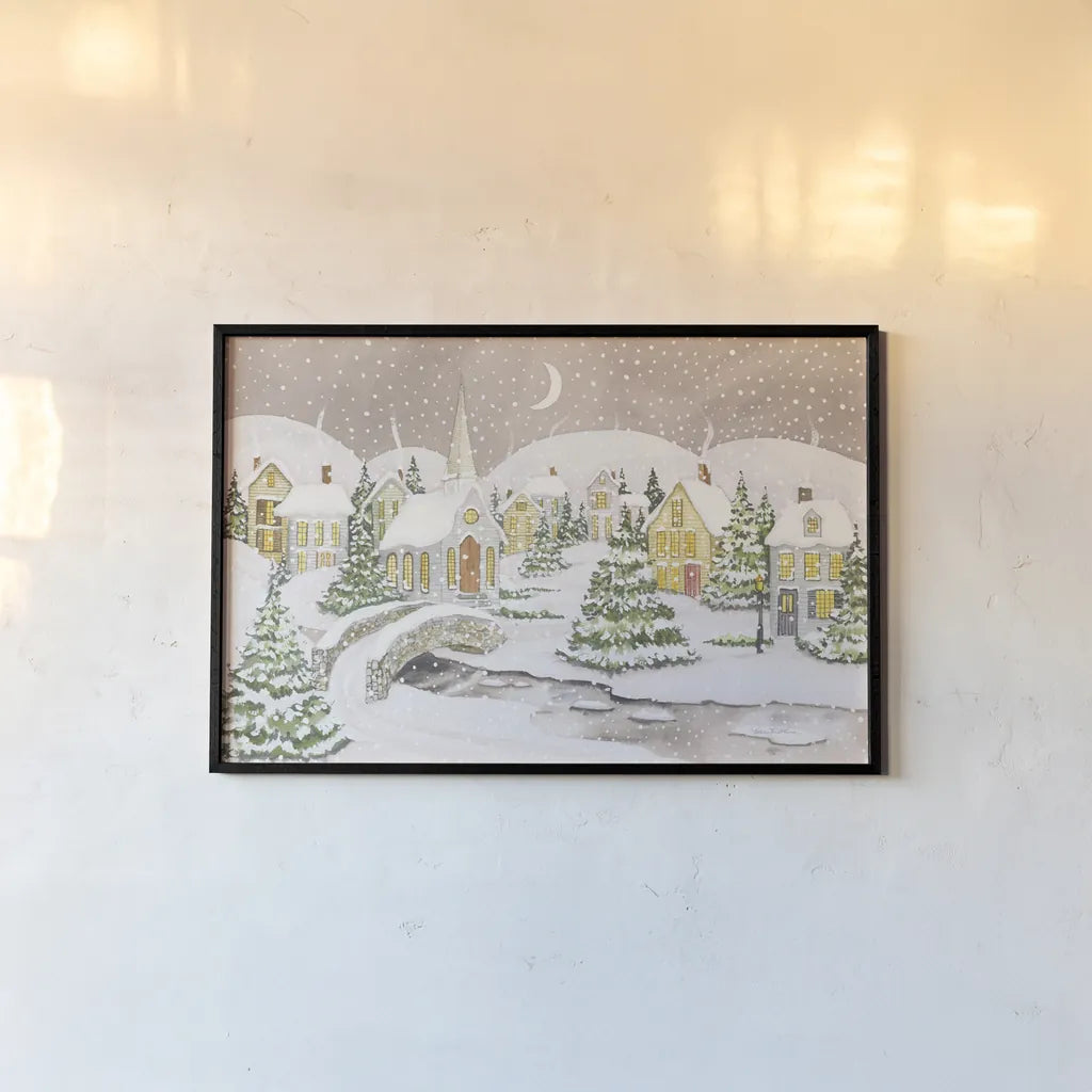 All is Calm All is Bright Light by Kathleen Parr McKenna. shown as a paper print in a black flame. Available as a archival giclee rolled canvas, fine art paper, or poster print. SKU 70571i.