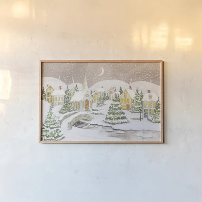 All is Calm All is Bright Light by Kathleen Parr McKenna. shown as a paper print in a natural frame. Available as a archival giclee rolled canvas, fine art paper, or poster print. SKU 70571i.