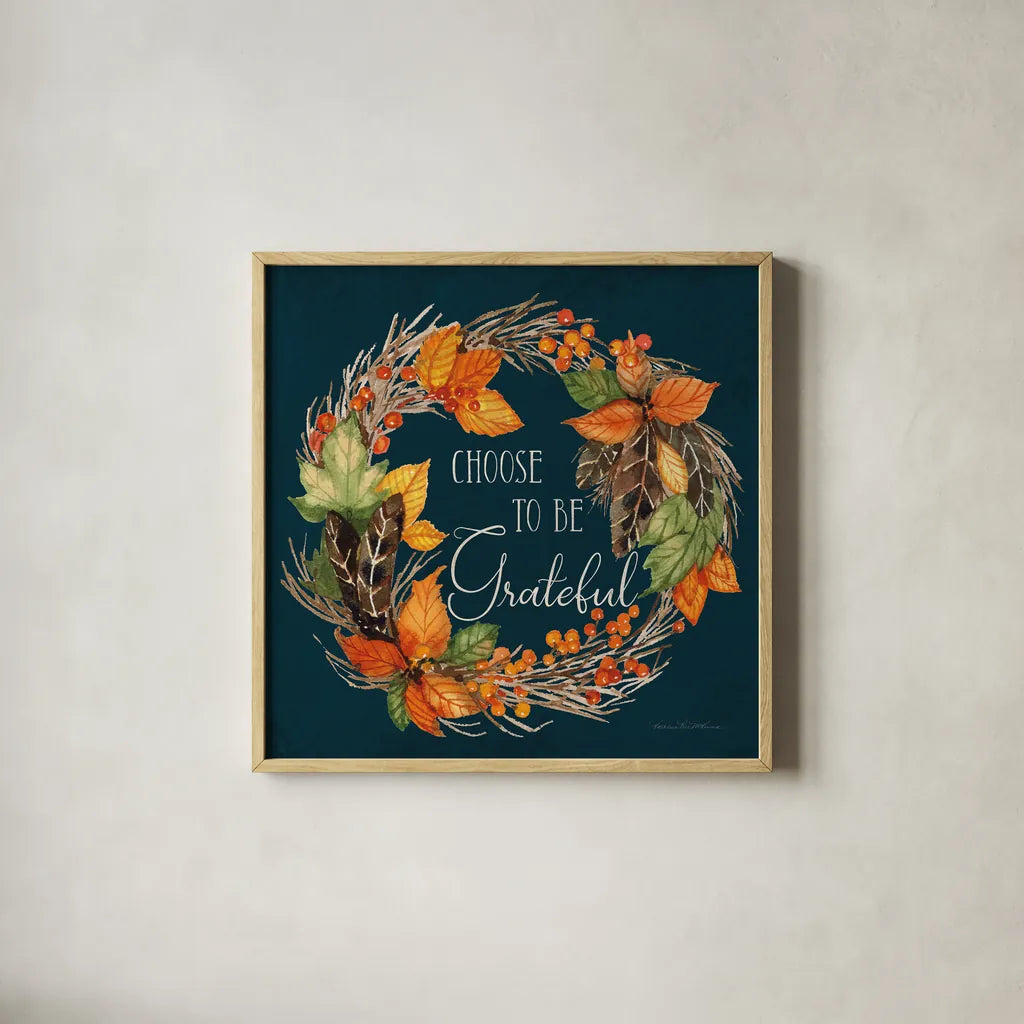 Autumn Splendor IV by Kathleen Parr McKenna. Shown in a natural wood glass frame for a timeless modern aesthetic. Available as an archival giclee rolled canvas, fine art paper, or poster print. SKU 39587a.