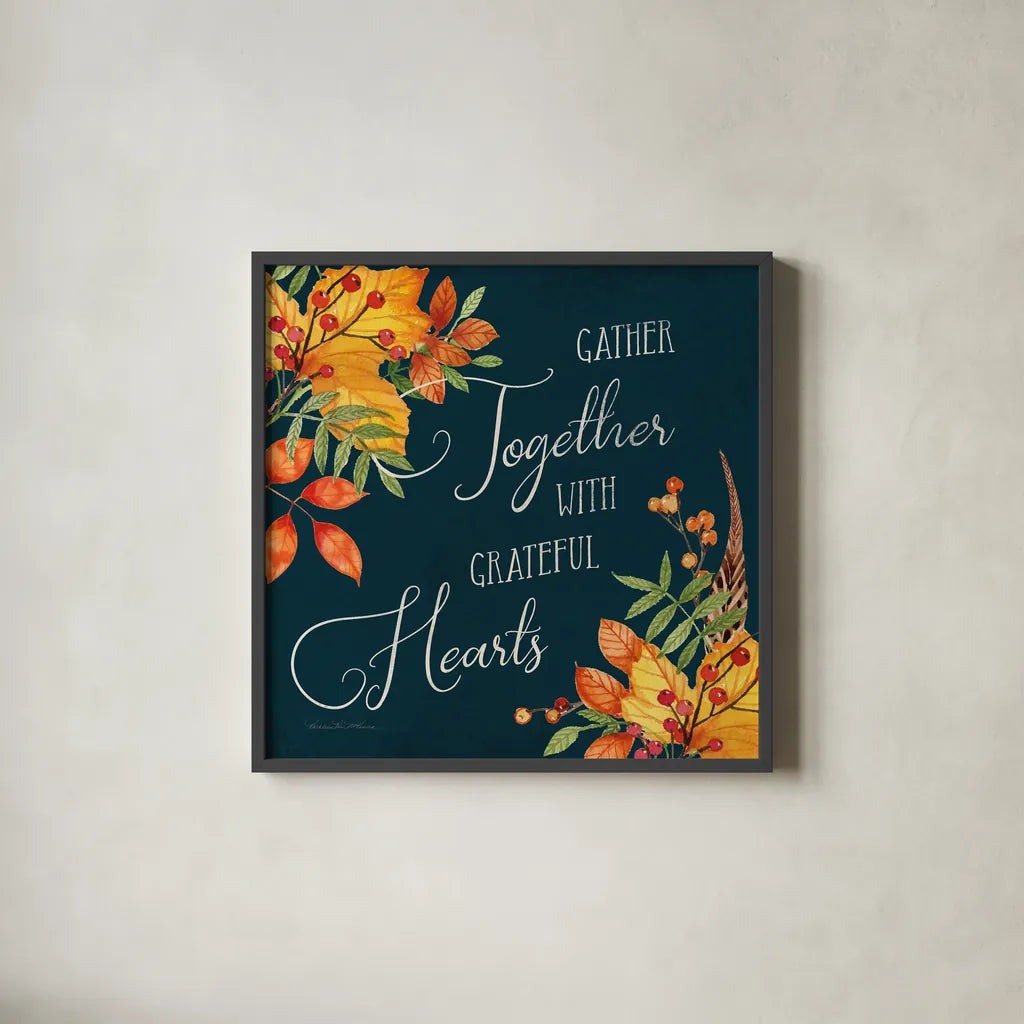 Autumn Splendor V by Kathleen Parr McKenna. Shown in a sleek black glass frame for a contemporary gallery look. Available as an archival giclee rolled canvas, fine art paper, or poster print. SKU 39588a.