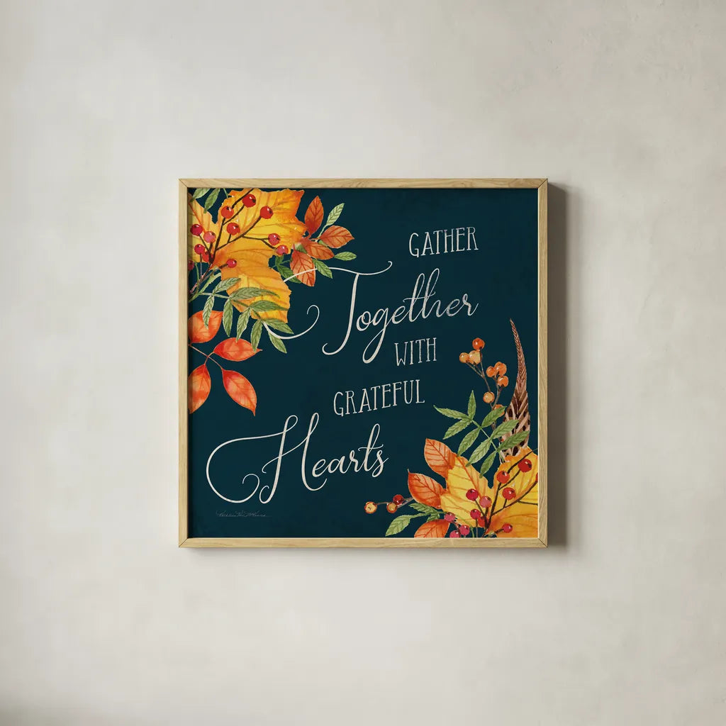 Autumn Splendor V by Kathleen Parr McKenna. Shown in a natural wood glass frame for a timeless modern aesthetic. Available as an archival giclee rolled canvas, fine art paper, or poster print. SKU 39588a.