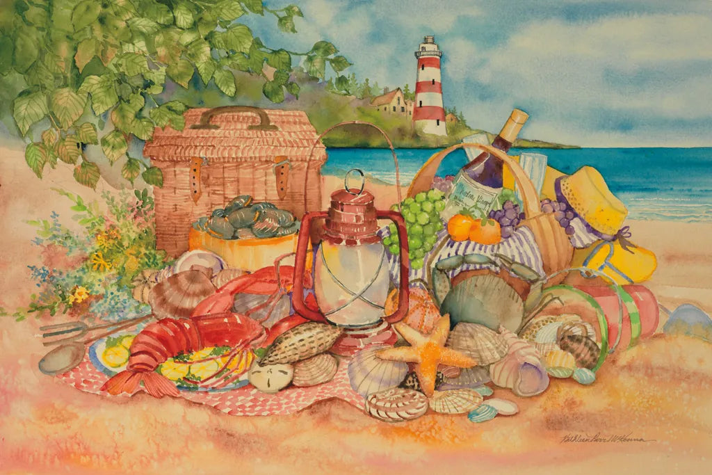 Bayside Picnic by Kathleen Parr McKenna. SKU 47968i. Archival Giclee Fine art print for wall decor.