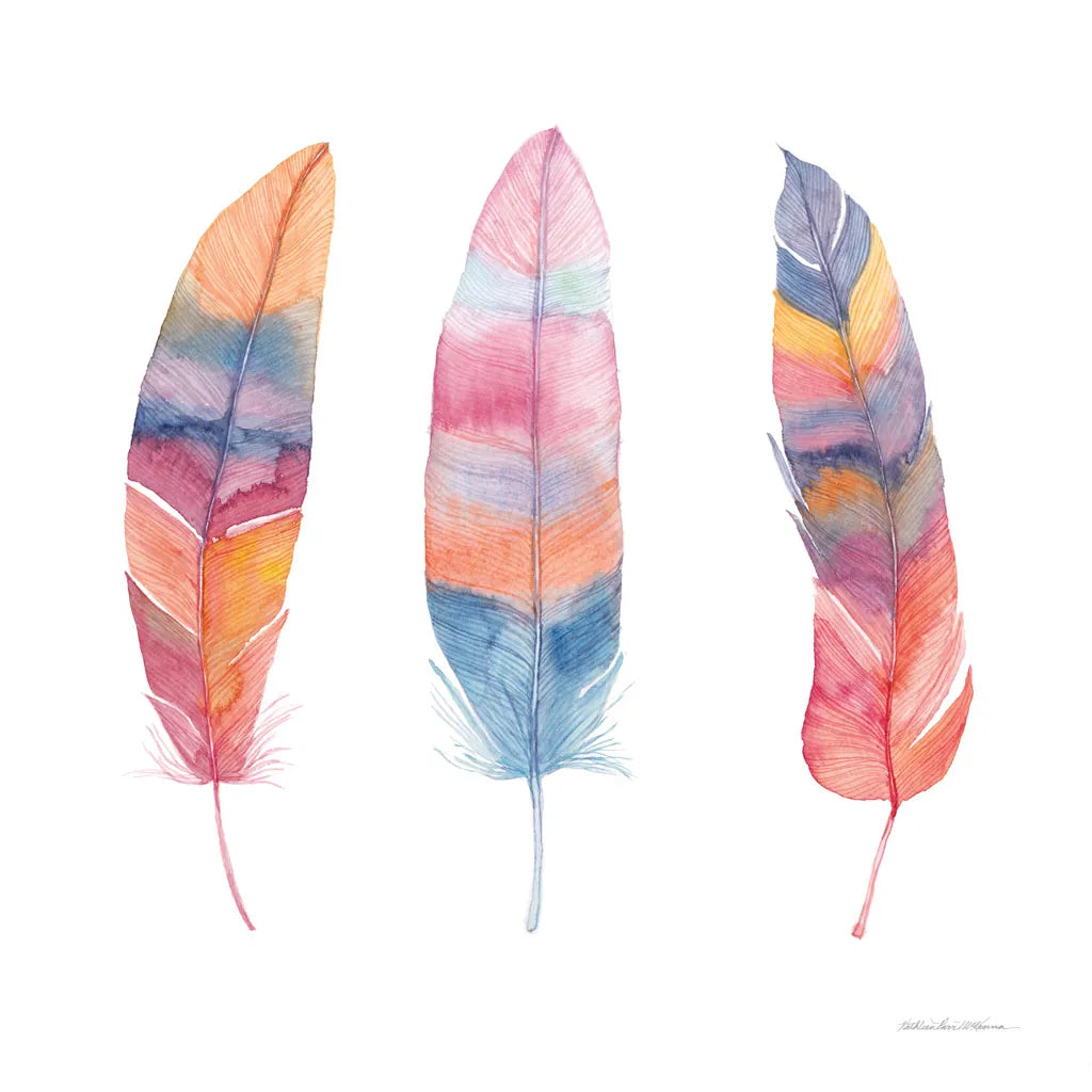 Boho Feathers I by Kathleen Parr McKenna. SKU 66040a. Archival Giclee Fine art print for wall decor.