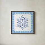 Celebrating Hanukkah I by Kathleen Parr McKenna. Shown in a sleek black glass frame for a contemporary gallery look. Available as an archival giclee rolled canvas, fine art paper, or poster print. SKU 36820a.