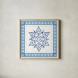 Celebrating Hanukkah I by Kathleen Parr McKenna. Shown in a natural wood glass frame for a timeless modern aesthetic. Available as an archival giclee rolled canvas, fine art paper, or poster print. SKU 36820a.