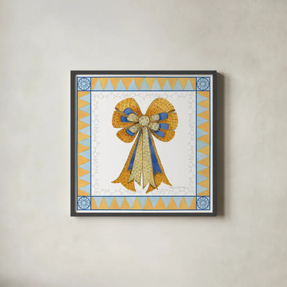 Celebrating Hanukkah IV by Kathleen Parr McKenna. Shown in a sleek black glass frame for a contemporary gallery look. Available as an archival giclee rolled canvas, fine art paper, or poster print. SKU 36823a.