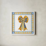 Celebrating Hanukkah IV by Kathleen Parr McKenna. Shown in a crisp white glass frame for a clean and minimalist style. Available as an archival giclee rolled canvas, fine art paper, or poster print. SKU 36823a.