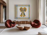 Celebrating Hanukkah IV by Kathleen Parr McKenna. Shown as extra-large giant wall art in a modern living room. Available as an archival giclee rolled canvas, fine art paper, or poster print. SKU 36823a.