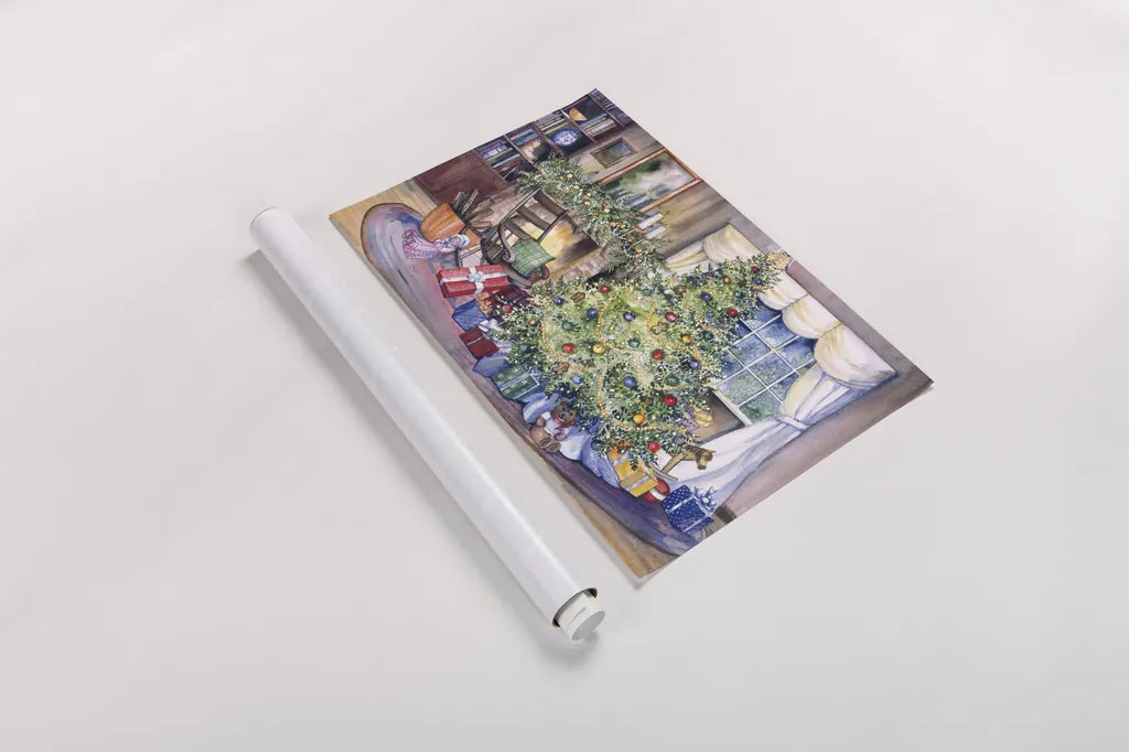 Christmas by Kathleen Parr McKenna. shown as a rolled paper print. Available as archival giclee rolled canvas, fine art paper, or poster print. SKU 41397i.