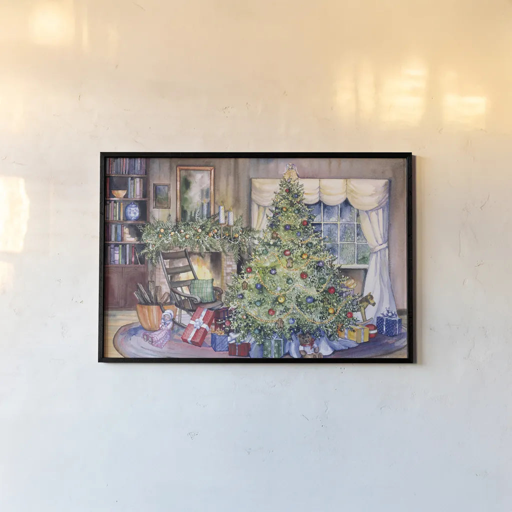 Christmas by Kathleen Parr McKenna. shown as a paper print in a black flame. Available as a archival giclee rolled canvas, fine art paper, or poster print. SKU 41397i.