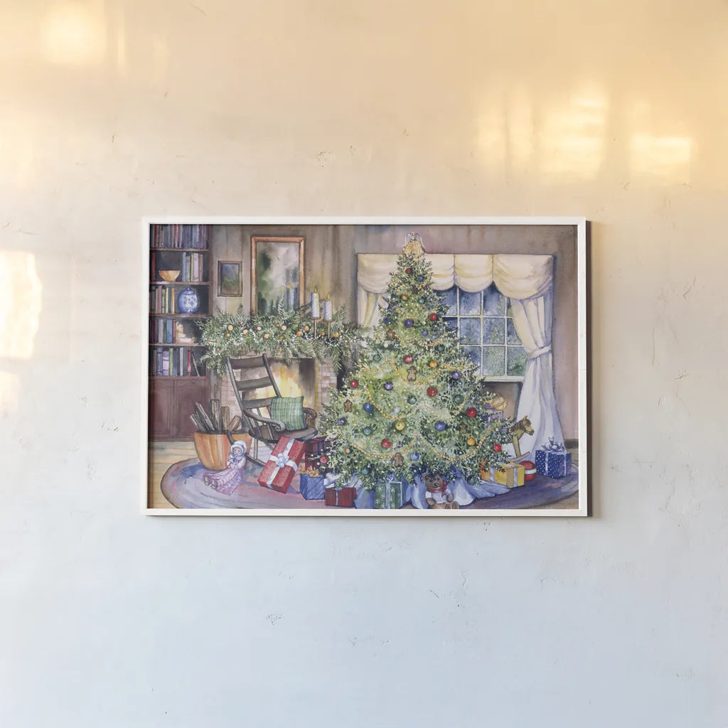 Christmas by Kathleen Parr McKenna. shown as a paper print in a white frame. Available as a archival giclee rolled canvas, fine art paper, or poster print. SKU 41397i.