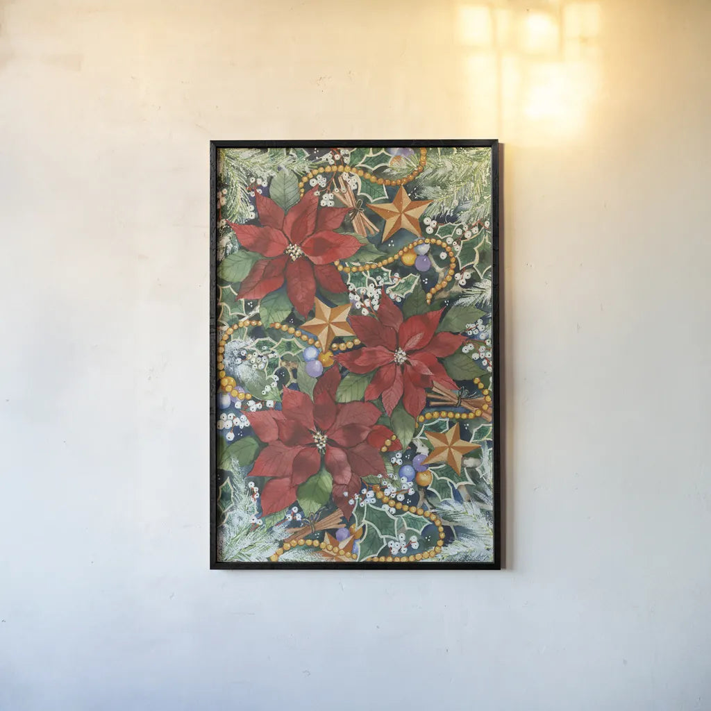 Christmas Charms by Kathleen Parr McKenna. shown as a paper print in a black flame. Available as a archival giclee rolled canvas, fine art paper, or poster print. SKU 40559h.