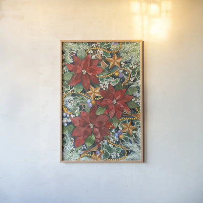 Christmas Charms by Kathleen Parr McKenna. shown as a paper print in a natural frame. Available as a archival giclee rolled canvas, fine art paper, or poster print. SKU 40559h.