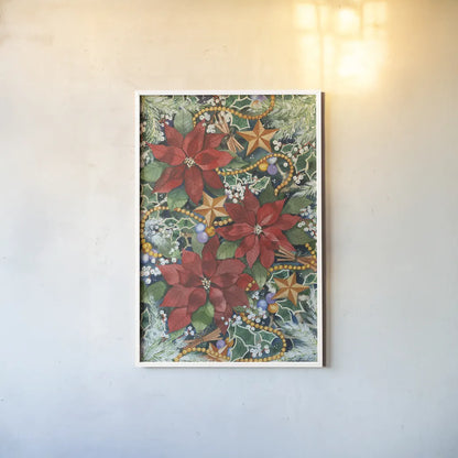 Christmas Charms by Kathleen Parr McKenna. shown as a paper print in a white frame. Available as a archival giclee rolled canvas, fine art paper, or poster print. SKU 40559h.