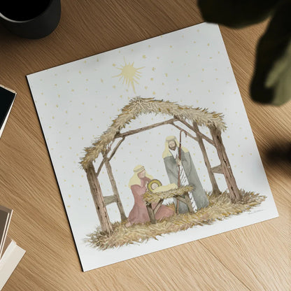 Christmas in Bethlehem III Light by Kathleen Parr McKenna. Shown as a detailed flat fine art print, highlighting archival giclee quality. Available as an archival giclee rolled canvas, fine art paper, or poster print. SKU 70603a.