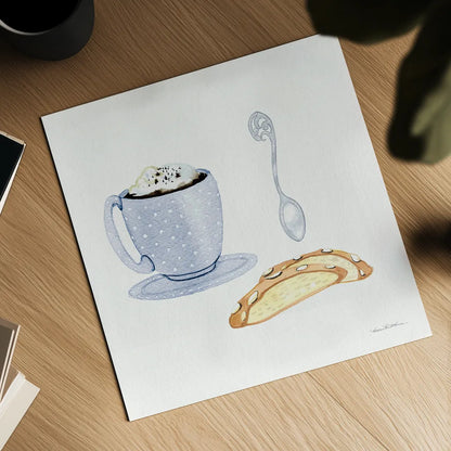 Coffee Break IX by Kathleen Parr McKenna. Shown as a detailed flat fine art print, highlighting archival giclee quality. Available as an archival giclee rolled canvas, fine art paper, or poster print. SKU 32147a.