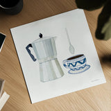 Coffee Break VII by Kathleen Parr McKenna. Shown as a detailed flat fine art print, highlighting archival giclee quality. Available as an archival giclee rolled canvas, fine art paper, or poster print. SKU 32145a.