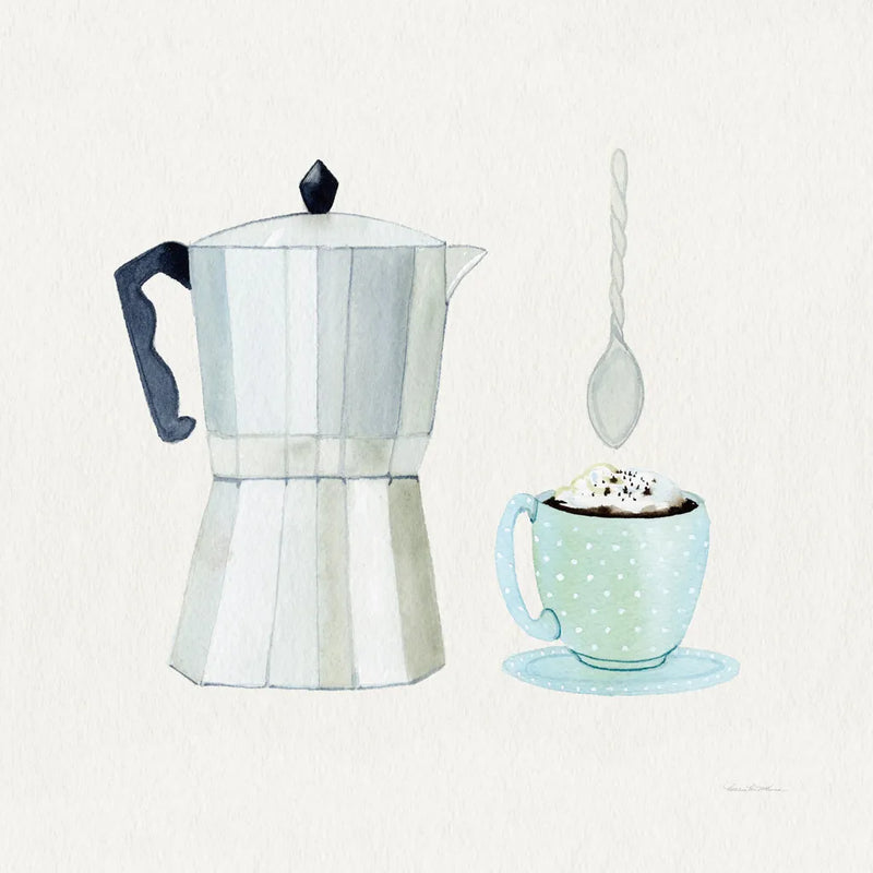 Coffee Break VII Tan by Kathleen Parr McKenna. SKU 56999a. Archival Giclee Fine art print for wall decor.