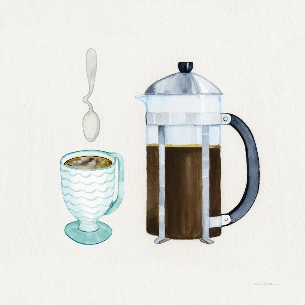 Coffee Break VIII Tan by Kathleen Parr McKenna. SKU 57000a. Archival Giclee Fine art print for wall decor.