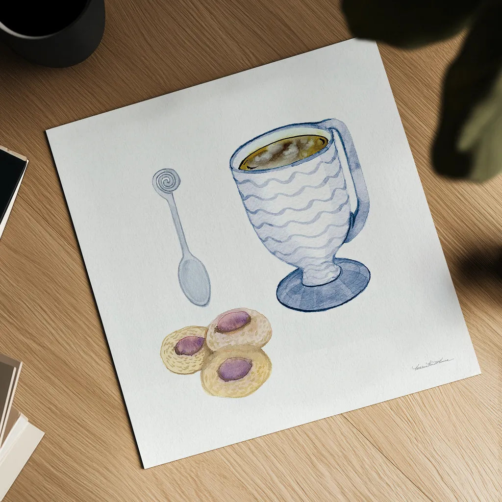 Coffee Break X by Kathleen Parr McKenna. Shown as a detailed flat fine art print, highlighting archival giclee quality. Available as an archival giclee rolled canvas, fine art paper, or poster print. SKU 32148a.