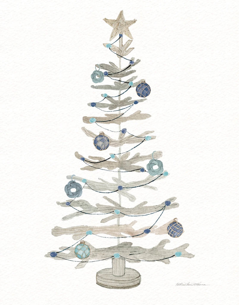 Decorative Coastal Holiday Tree II by Kathleen Parr McKenna