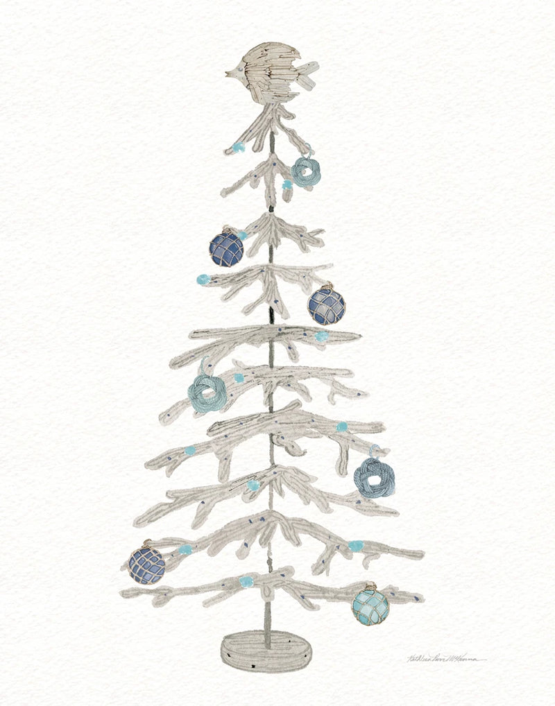 Decorative Coastal Holiday Tree IV by Kathleen Parr McKenna