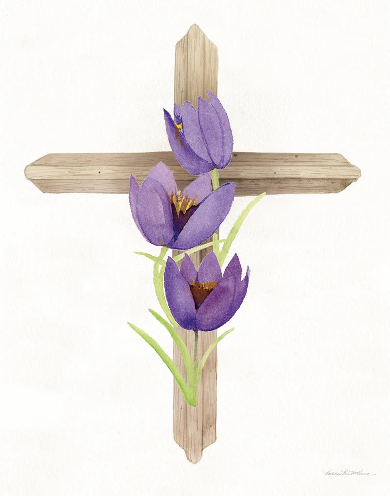Easter Blessing Cross II Crocus by Kathleen Parr McKenna