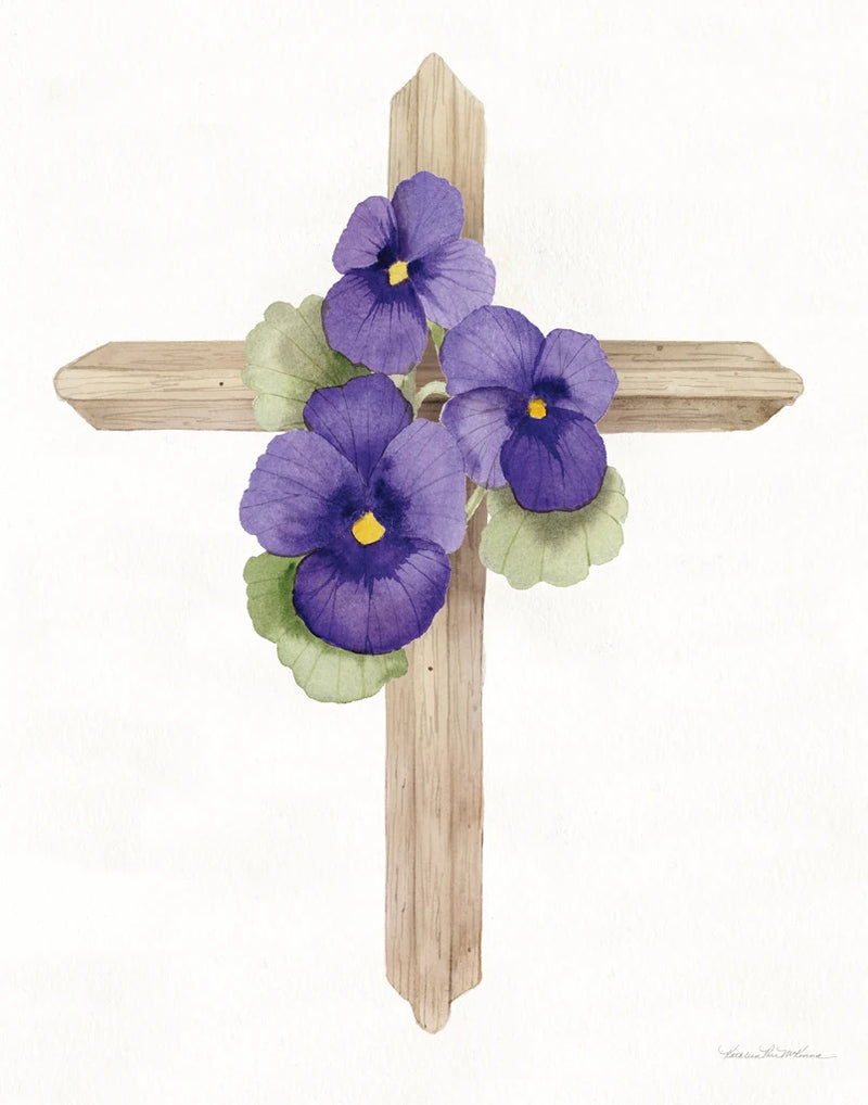 Easter Blessing Cross II Violets by Kathleen Parr McKenna