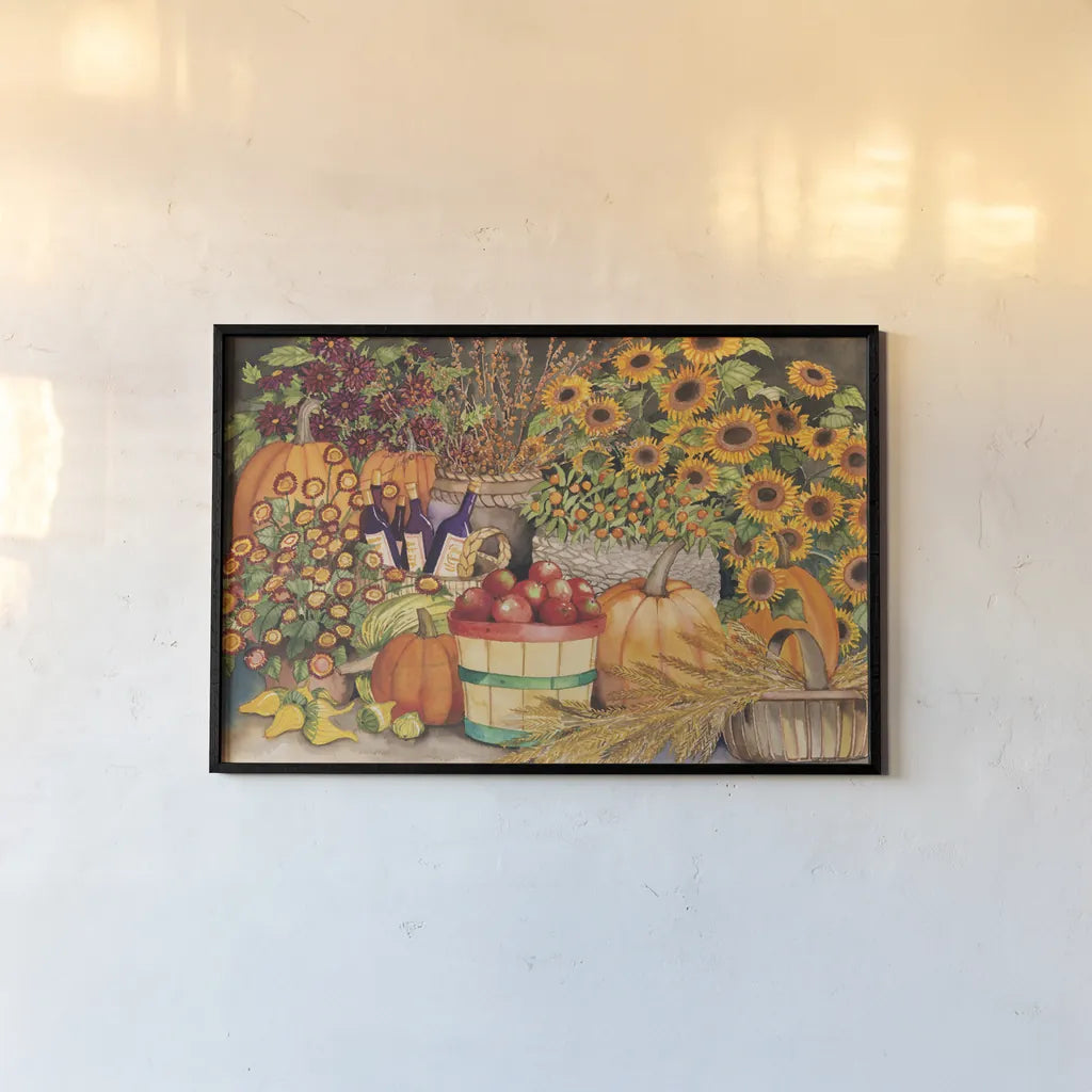 Farmers Market by Kathleen Parr McKenna. shown as a paper print in a black flame. Available as a archival giclee rolled canvas, fine art paper, or poster print. SKU 26717i.