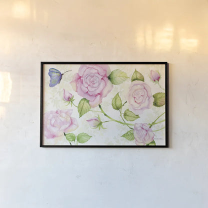 Floral Delight VI Butterflies by Kathleen Parr McKenna. shown as a paper print in a black flame. Available as a archival giclee rolled canvas, fine art paper, or poster print. SKU 79598i.