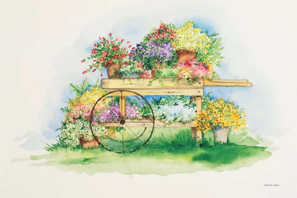 Flower Cart by Kathleen Parr McKenna. SKU 41206i. Archival Giclee Fine art print for wall decor.