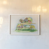 Flower Cart by Kathleen Parr McKenna. shown as a paper print in a white frame. Available as a archival giclee rolled canvas, fine art paper, or poster print. SKU 41206i.