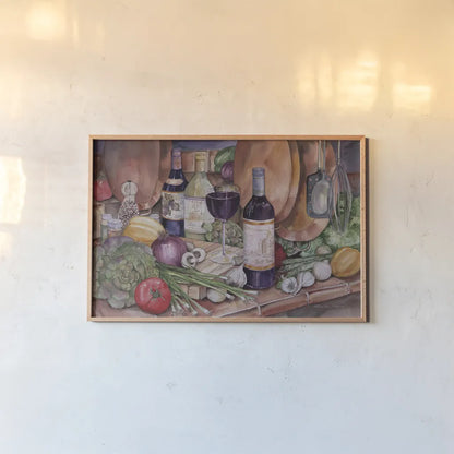 Gourmet Night by Kathleen Parr McKenna. shown as a paper print in a natural frame. Available as a archival giclee rolled canvas, fine art paper, or poster print. SKU 47964i.