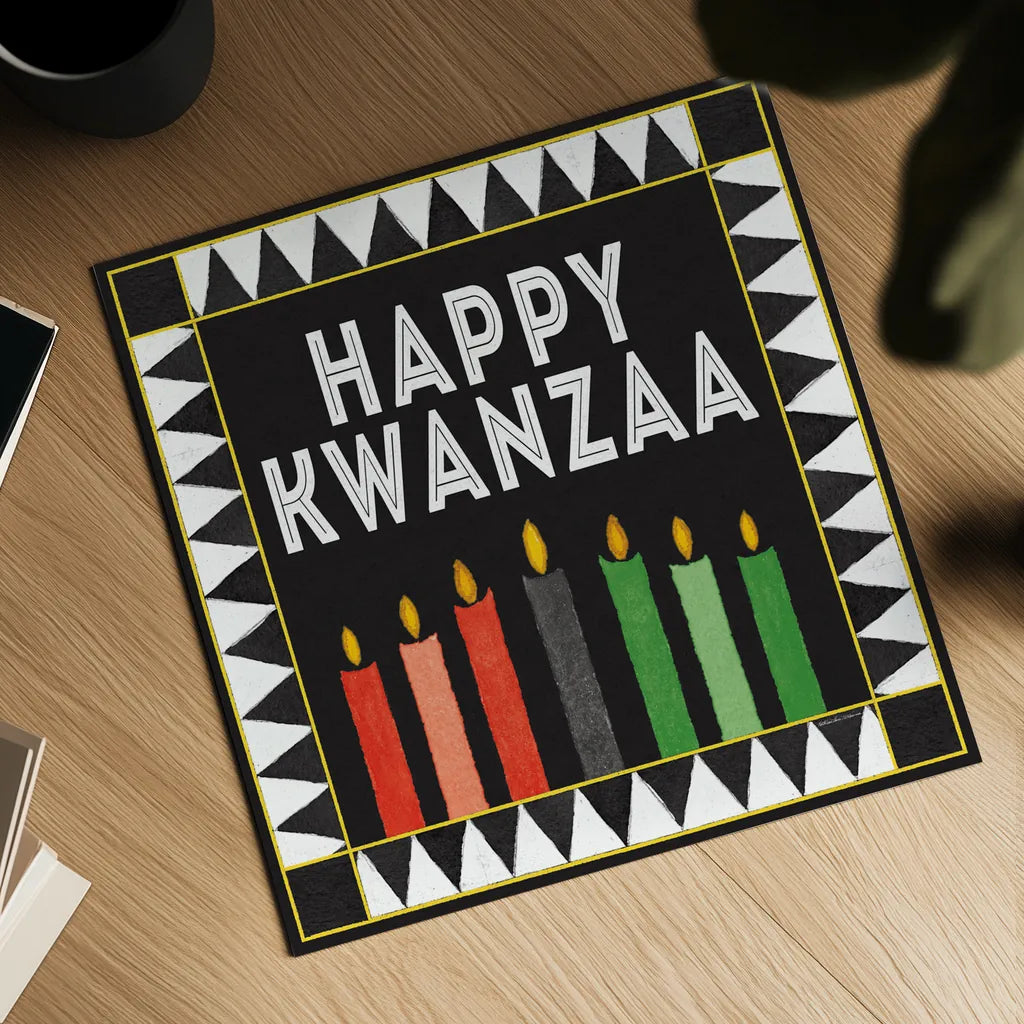 Happy Kwanzaa II by Kathleen Parr McKenna. Shown as a detailed flat fine art print, highlighting archival giclee quality. Available as an archival giclee rolled canvas, fine art paper, or poster print. SKU 67446a.