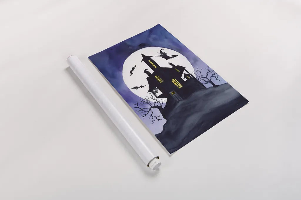 Haunted House by Kathleen Parr McKenna. shown as a rolled paper print. Available as archival giclee rolled canvas, fine art paper, or poster print. SKU 88420h.