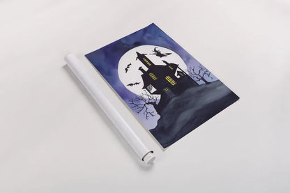 Haunted House by Kathleen Parr McKenna. shown as a rolled paper print. Available as archival giclee rolled canvas, fine art paper, or poster print. SKU 88420h.