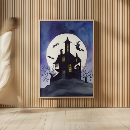 Haunted House by Kathleen Parr McKenna. shown as over sized large wall art. Available as an archival giclee rolled canvas, fine art paper, or poster print. SKU 88420h.