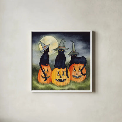 Haunting Halloween Night II No Border by Kathleen Parr McKenna. Shown in a crisp white glass frame for a clean and minimalist style. Available as an archival giclee rolled canvas, fine art paper, or poster print. SKU 47608a.