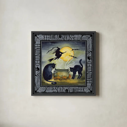 Haunting Halloween Night III by Kathleen Parr McKenna. Shown in a sleek black glass frame for a contemporary gallery look. Available as an archival giclee rolled canvas, fine art paper, or poster print. SKU 39665a.