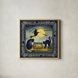 Haunting Halloween Night III by Kathleen Parr McKenna. Shown in a natural wood glass frame for a timeless modern aesthetic. Available as an archival giclee rolled canvas, fine art paper, or poster print. SKU 39665a.