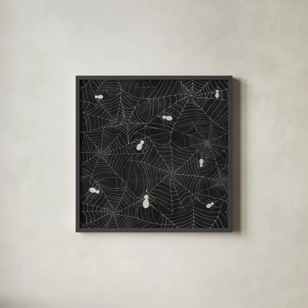 Haunting Halloween Night Pattern I by Kathleen Parr McKenna. Shown in a sleek black glass frame for a contemporary gallery look. Available as an archival giclee rolled canvas, fine art paper, or poster print. SKU 42845a.