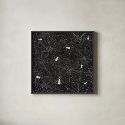 Haunting Halloween Night Pattern I by Kathleen Parr McKenna. Shown in a sleek black glass frame for a contemporary gallery look. Available as an archival giclee rolled canvas, fine art paper, or poster print. SKU 42845a.