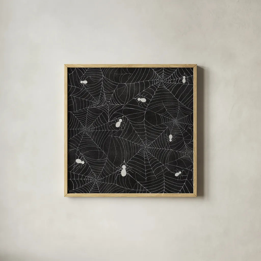 Haunting Halloween Night Pattern I by Kathleen Parr McKenna. Shown in a natural wood glass frame for a timeless modern aesthetic. Available as an archival giclee rolled canvas, fine art paper, or poster print. SKU 42845a.