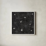 Haunting Halloween Night Pattern I by Kathleen Parr McKenna. Shown in a crisp white glass frame for a clean and minimalist style. Available as an archival giclee rolled canvas, fine art paper, or poster print. SKU 42845a.