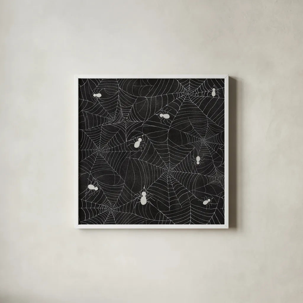 Haunting Halloween Night Pattern I by Kathleen Parr McKenna. Shown in a crisp white glass frame for a clean and minimalist style. Available as an archival giclee rolled canvas, fine art paper, or poster print. SKU 42845a.