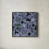 Haunting Halloween Night Pattern IIA by Kathleen Parr McKenna. Shown in a sleek black glass frame for a contemporary gallery look. Available as an archival giclee rolled canvas, fine art paper, or poster print. SKU 42846a.