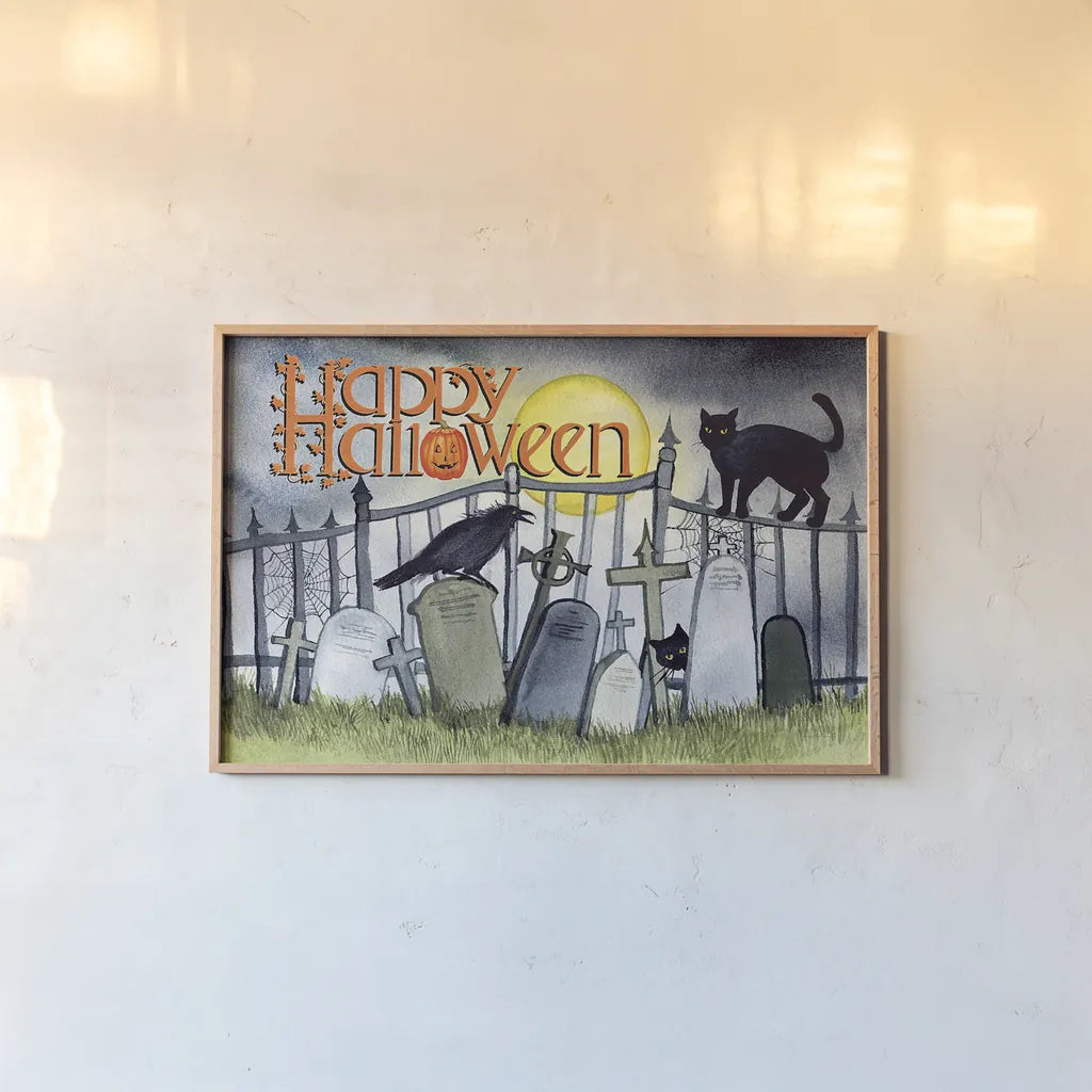 Haunting Halloween Night V by Kathleen Parr McKenna. shown as a paper print in a natural frame. Available as a archival giclee rolled canvas, fine art paper, or poster print. SKU 39667i.